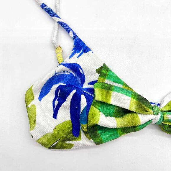 FARM RIO Tropical Fresh Bikini Top Womens XL White Green Blue Multi Textured NEW - Picture 6 of 11